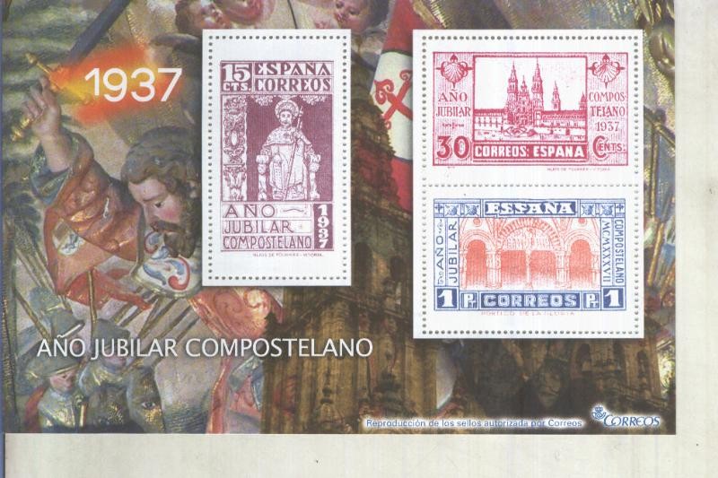 La Guerra Civil Española en sellos de correos: Juego 3 sellos 1937: Año Jubilar Compostelano