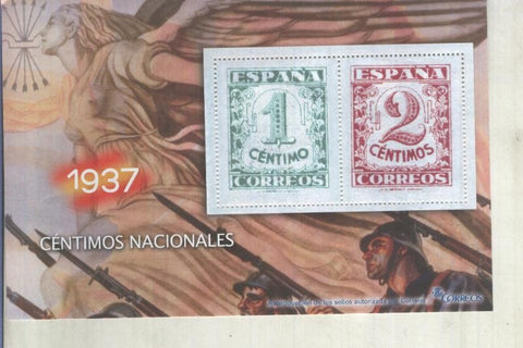 La Guerra Civil Española en sellos de correos: Juego 2 sellos 1937: Centimos nacionales 