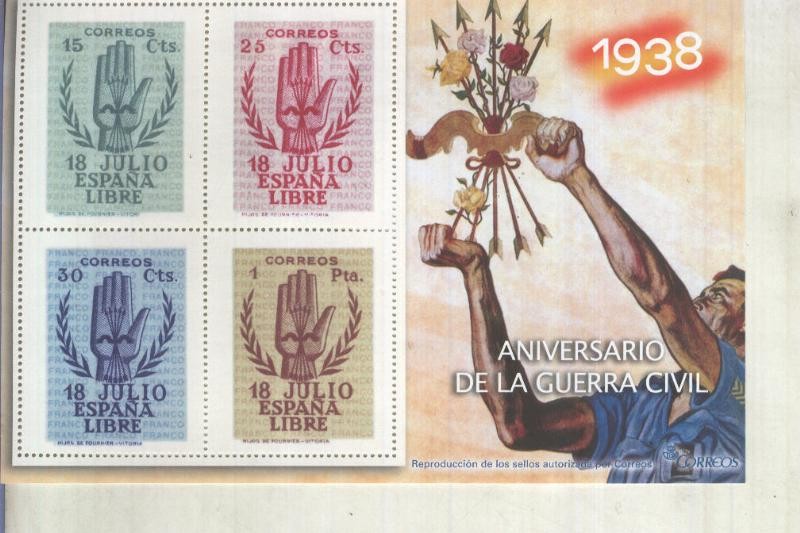 La Guerra Civil Española en sellos de correos: Juego 4 sellos 1938: Aniversario Guerra Civil