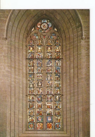Postal 024806 : Gran ventanal de la fachada de la iglesia.  
