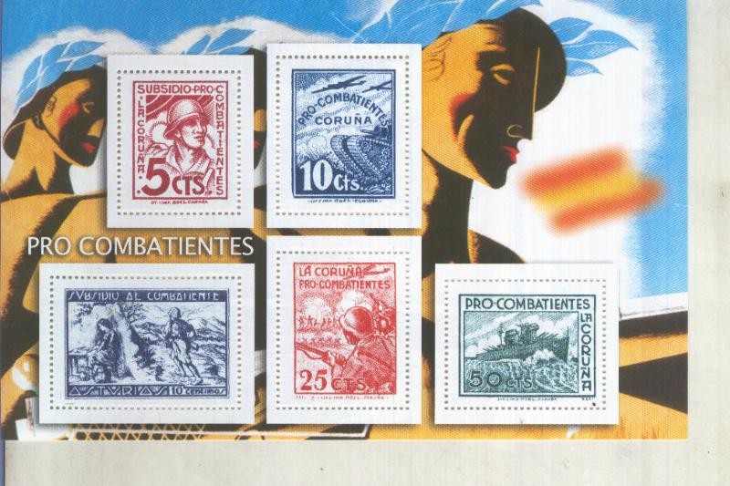 La Guerra Civil Española en sellos de correos: Juego 5 sellos: Pro combatientes