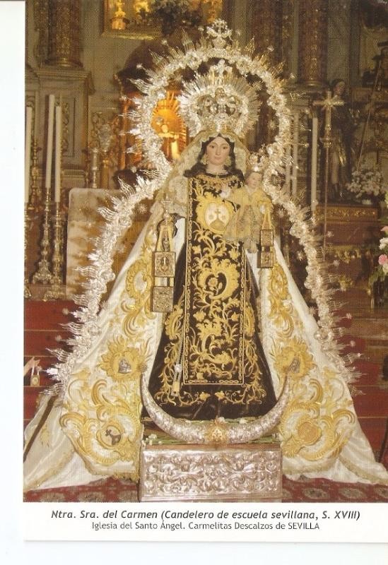 Postal 029906 : Ntra. Sra. Del Carmen (Candelero de escuela sevillana S. XVIII) 