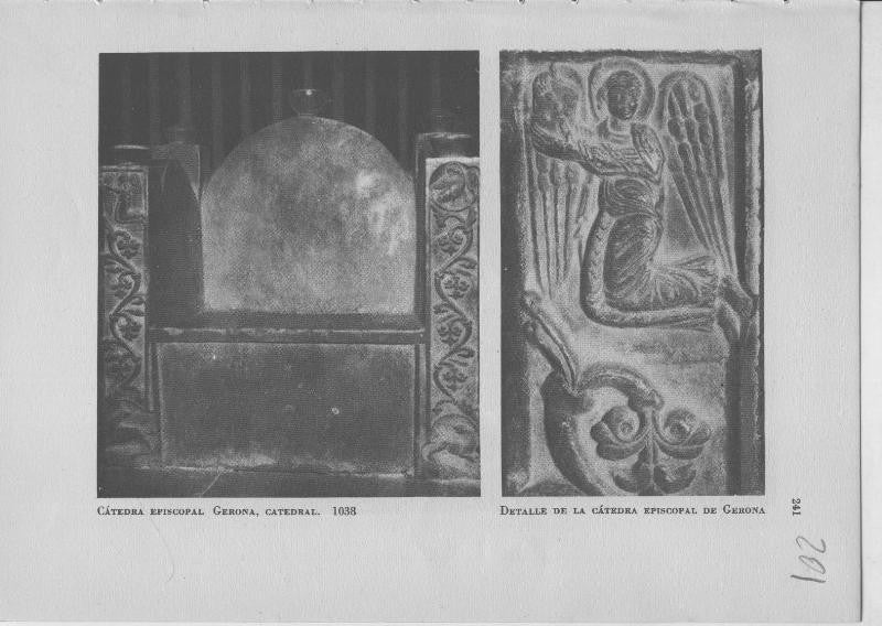 Arte Hispanico lamina numerada 201: Catedra episcopal y detalle  