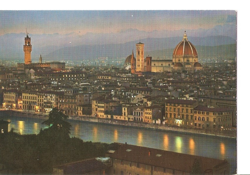 Postal 032697 : Firenze. Panorama from the Square Michael Angelo (Nocturni)