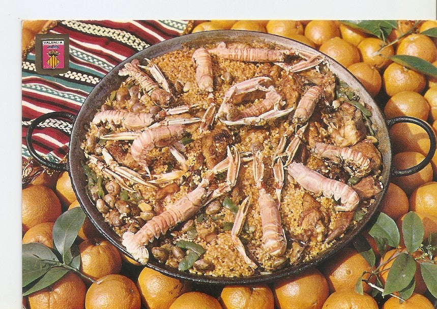 Postal 032821 : Valencia. Paella y naranjas