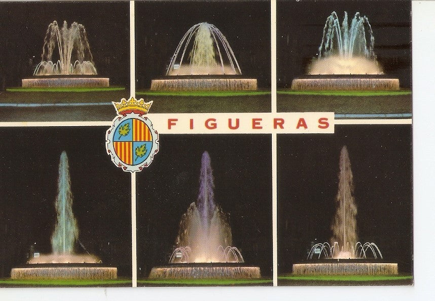 Postal 032853 : Figueras. Varios aspectos de la Fuente Luminosa