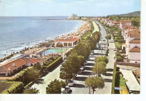Postal 032875 : Sitges (Barcelona). La Playa de Oro y el Paseo de Mar