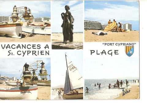 Postal 032970 : Lumiere et Couleurs de la Cote Catalane. Port Cypriano St. Cyprien plage
