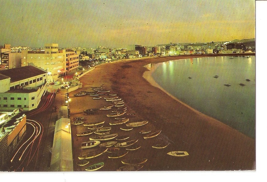 Postal 033224 : Las Palmas de Gran Canaria. Playa de las Canteras de noche