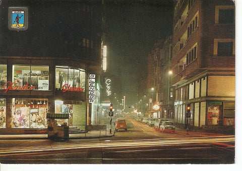 Postal 033240 : Gijon. Calle Corrida. Vista nocturna