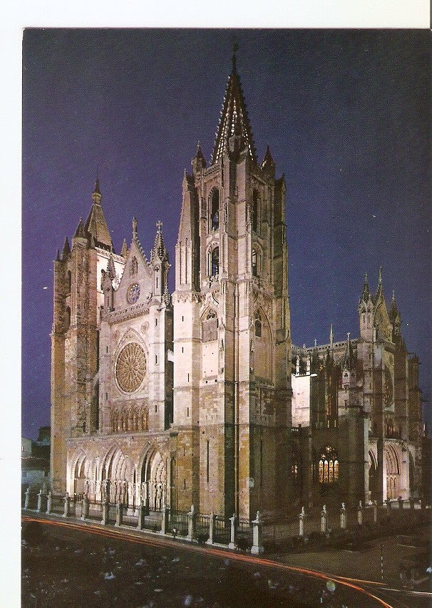 Postal 033305 : Leon Catedral (nocturno)