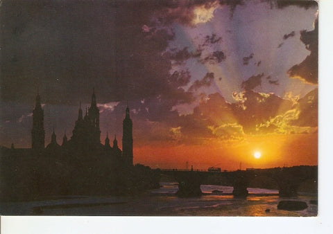 Postal 033325 : Zaragoza. Puesta del sol