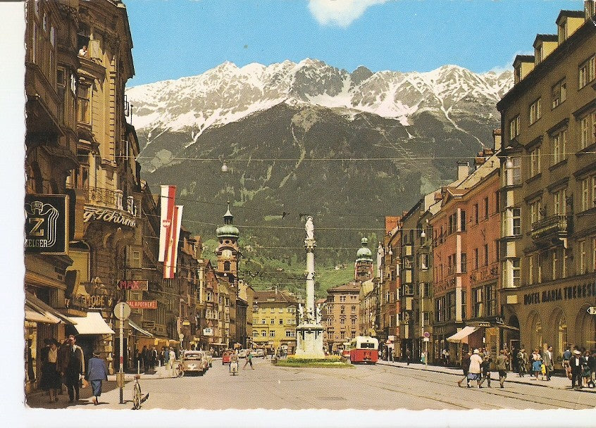 Postal 033533 : Alpenstadt Innsbruck Maria-Theresien-Strabe mit Annasaule. Austria