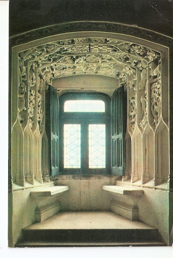Postal 034293 : Relieve del magnifico ventanal del Oratorio-Capilla del Castillo de Belmonte