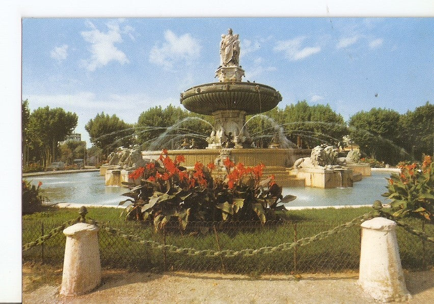Postal 034384 : Cite du Roy Rene Aix en Provence. La grande Fontaine sur La Rotonde (XIX siecle)