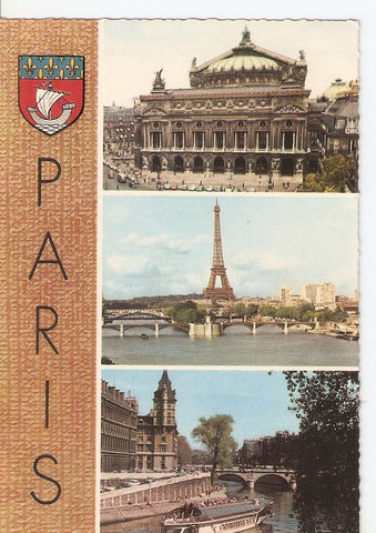 Postal 034486 : Paris. Souvenir de Paris. LOpera. La Tour Eiffel. Bords de Seine