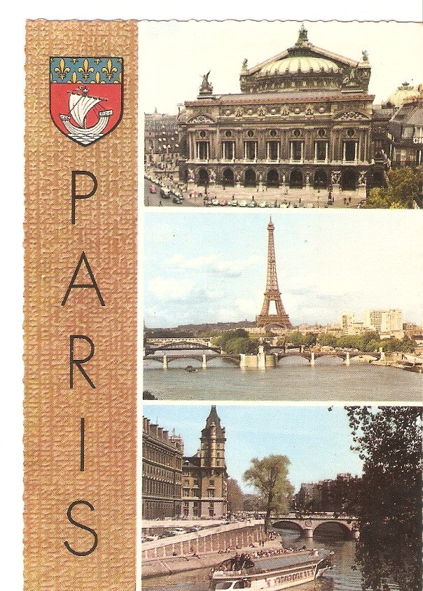 Postal 034488 : Paris. Souvenir de Paris. LOpera. La Tour Eiffel. Bords de Seine