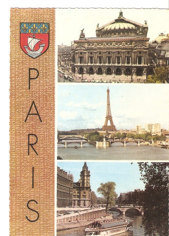 Postal 034488 : Paris. Souvenir de Paris. LOpera. La Tour Eiffel. Bords de Seine