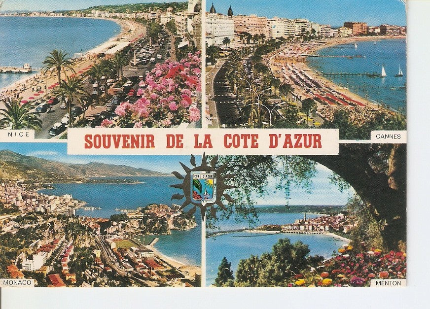Postal 034490 : Souvenir de la Cote dAzur. Nice - Cannes - Monaco - Menton
