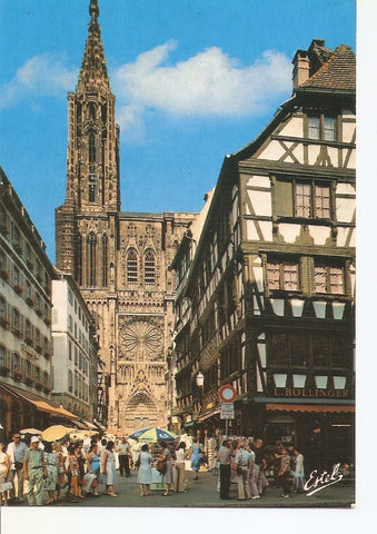 Postal 034520 : Aus Pys des Cigognes Strasbourg (Bas-Rhin). La rue Merciere et la cathedrale (XII -XVe siecles)