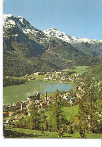 Postal 034656 : St. Moritz Dorf und Bad - mit Piz Corvatsch