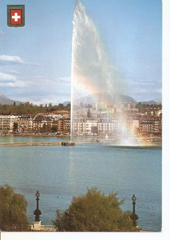 Postal 034736 : Cinco Contienentes Ginebra (Suiza). El lago con su chorro de agua