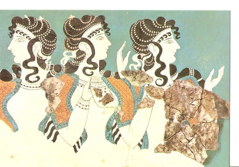 Postal 034788 : Museo de Heraclion - Las damas de azul Fresco de Cnosos