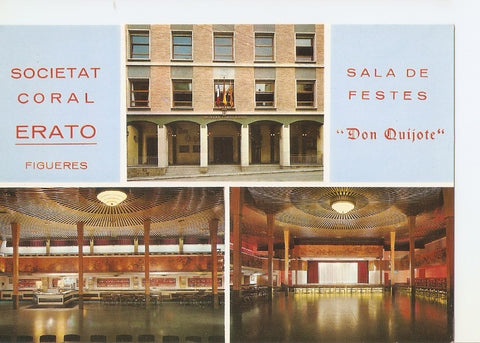 Postal 034800 : Figueras (Gerona). Fachada Local Social. Sala de fiestas. Barra del bar