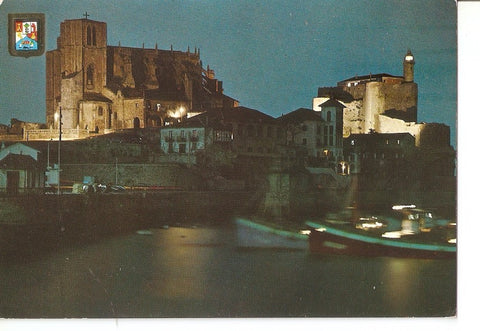 Postal 034889 : Castro Urdiales (Santander). Iglesia y Faro de noche