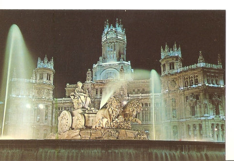 Postal 034906 : Madrid. Aspecto nocturno de la Fuente de la Cibeles y Palacio de Comunicaciones