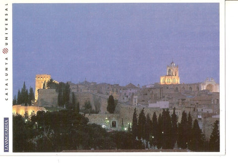 Postal 034982 : Tarragona. Vista nocturna de la Catedral y la Muralla romana