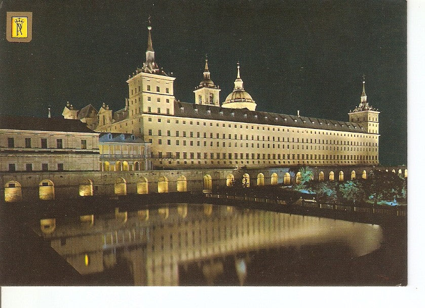 Postal 035097 : El Escorial. Vista del monasterio desde el jardin de los Frailes Nocturna