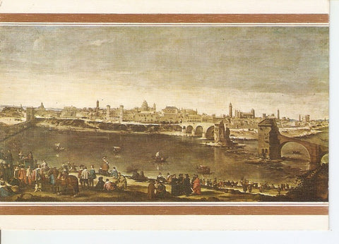 Postal 035163 : Velazquez  y Mazo. Vista de la Ciudad de Zaragoza. Museo del Prado