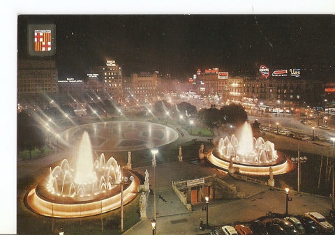 Postal 035230 : Barcelona. Plaza de Cataluña. Vista nocturna