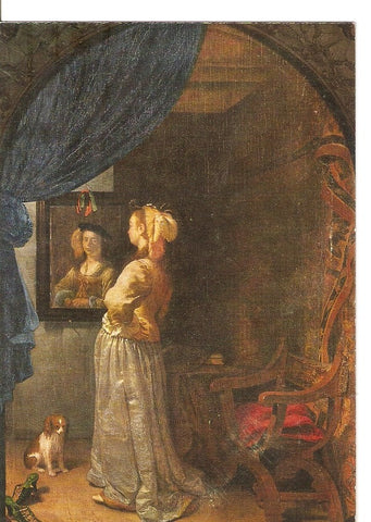 Postal 035263 : Frans Van Mieris d.A. Woman looking at herself in a Mirror. Wiechmann - Bildkarten