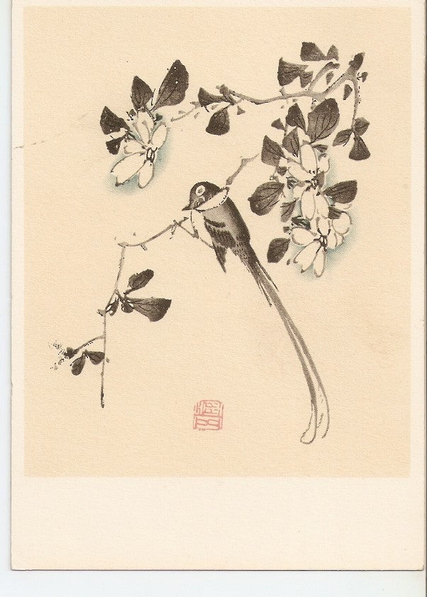 Postal 035323 : Paradiesfliegenfanger im Blutenzweig from the Ten Bamboo Studio