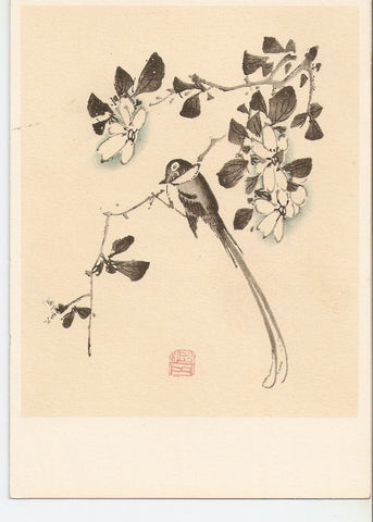 Postal 035323 : Paradiesfliegenfanger im Blutenzweig from the Ten Bamboo Studio