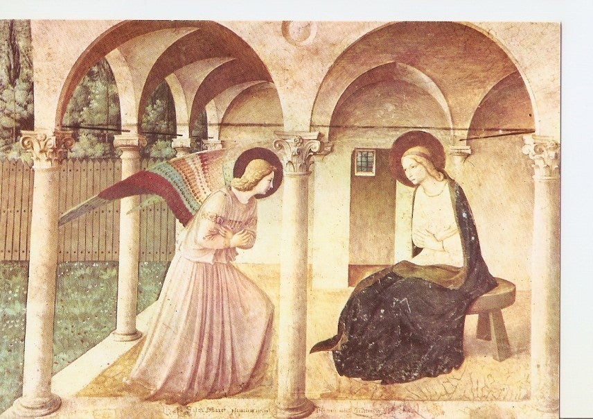 Postal 035328 : Fra Beato Angelico - La Anunciacion. Firenze - Museo de S. Marco (Escuela Fiorentina)