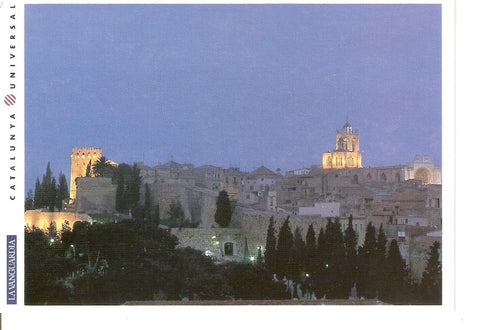 Postal 035372 : Tarragona. Vista nocturna de la Catedral y la Muralla romana