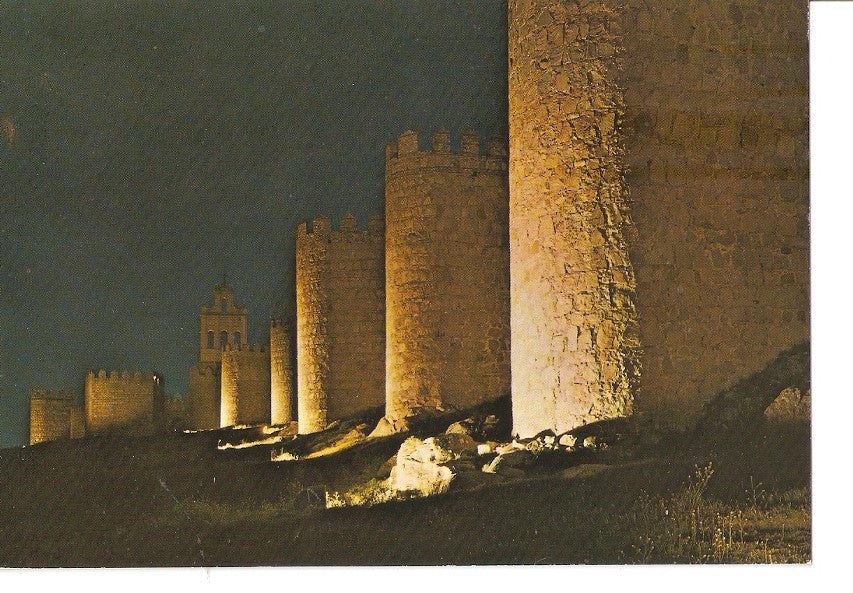 Postal 035443 : Avila. Aspecto nocturno de las murallas