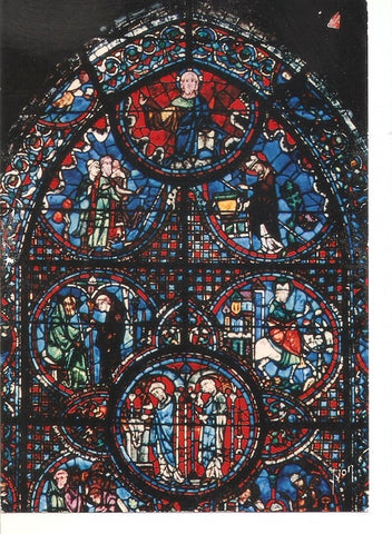 Postal 035491 : Cathedrale de Chartres (Eure). Vitrail relatant la vie de Saint-Lubint