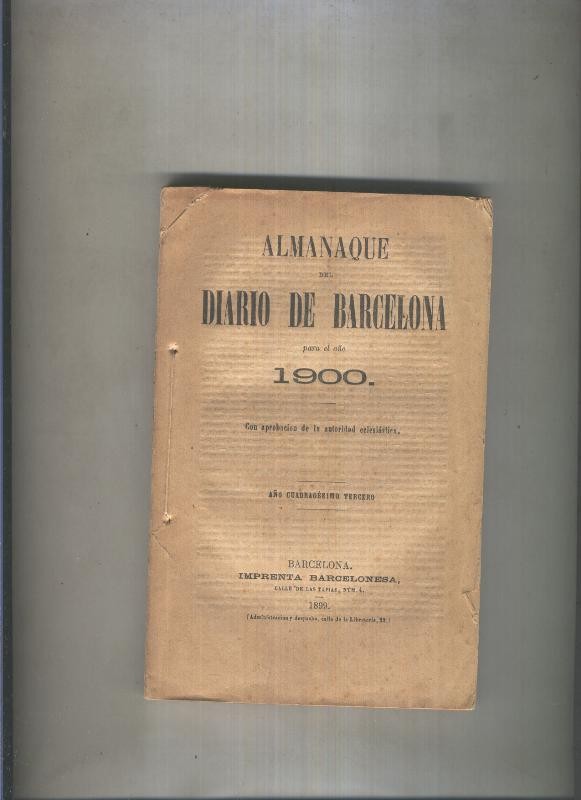 Almanaque del Diario de Barcelona para el año 1900 (falta la cubierta)
