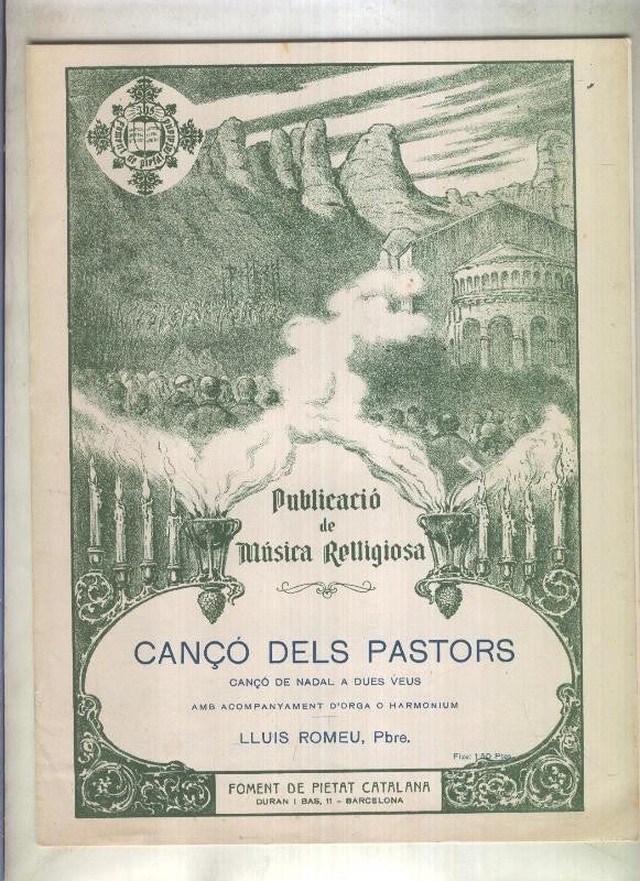 Publicacio de Musica Religiosa: Canço dels pastors