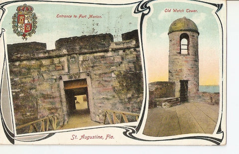 Postal 035659 : St. Augustine Fla. Entrance to Fort Marion Old Watch Tower