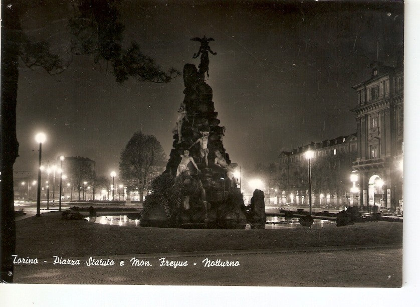 Postal 035690 : Torino. Statuto Square and Frejus Monument (by night)