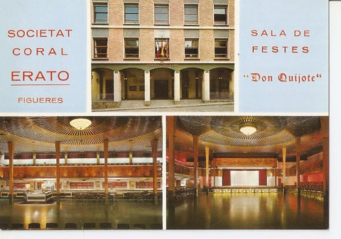 Postal 035758 : Figueras (Gerona). Fachada Local Social. Sala de fiestas. Barra del bar