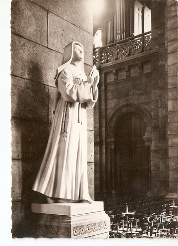 Postal 035771 : Paris. Basilique du Sacre-Coeur de Mantmartre. Statue de Ste-Marguerite-Marie (Maxime Real Sarthe sculpt.)