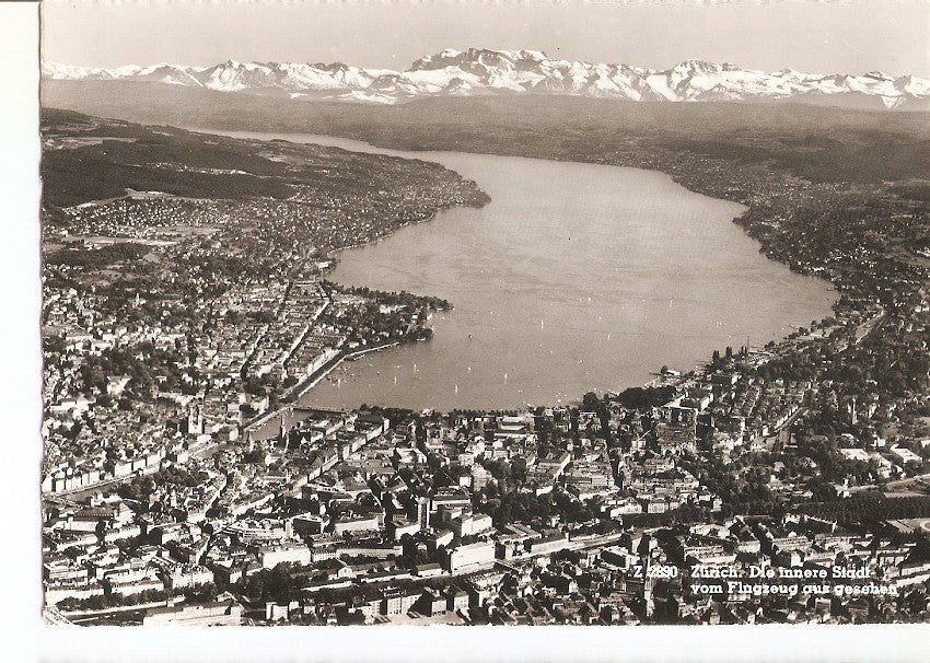 Postal 035995 : Zurich. Die innere Stadt vom Flugzeug aus gesehen