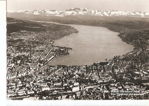 Postal 035995 : Zurich. Die innere Stadt vom Flugzeug aus gesehen