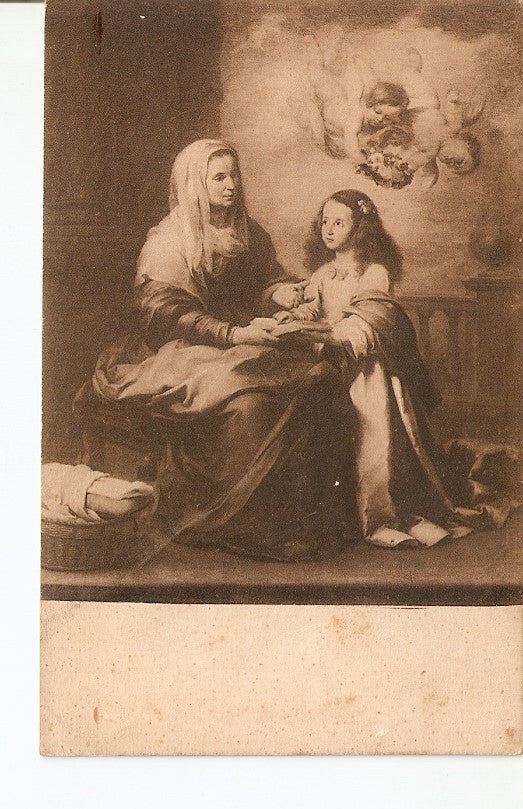 Postal 036097 : Santa Ana dando leccion a la Virgen Murillo. Museo del Prado
